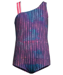 Girls Lands' End Sporty One Piece Swimsuit -jumping beans shop 4587344 Deep Navy Pink Geo