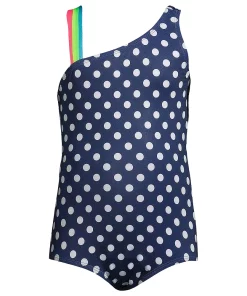 Girls Lands' End Sporty One Piece Swimsuit -jumping beans shop 4587344 Deep Navy Shadow Dot