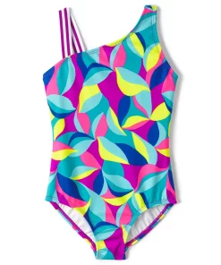 Girls Lands' End Sporty One Piece Swimsuit -jumping beans shop 4587344 Fun Leaf Print