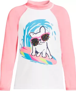 Girls 7-16 Lands' End Long Sleeve Sequin Graphic Rash Guard