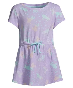 7-16 Girls Lands' End Gathered Waist Tunic Top -jumping beans shop 5189131 Lavender Uniorn