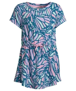 7-16 Girls Lands' End Gathered Waist Tunic Top -jumping beans shop 5189131 Teal Butterfly