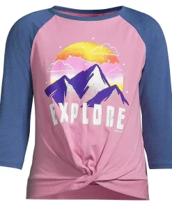 Plus Size Girls 10-16 Lands' End 3/4 Length Raglan Graphic Tee