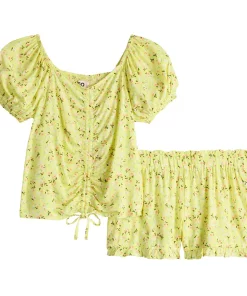 Girls 7-20 SO® Puff Sleeve Top & Ruffled Shorts Set in Regular & Plus