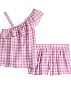 Girls 6-20 SO® One Shoulder Top & Shorts Set in Regular & Plus