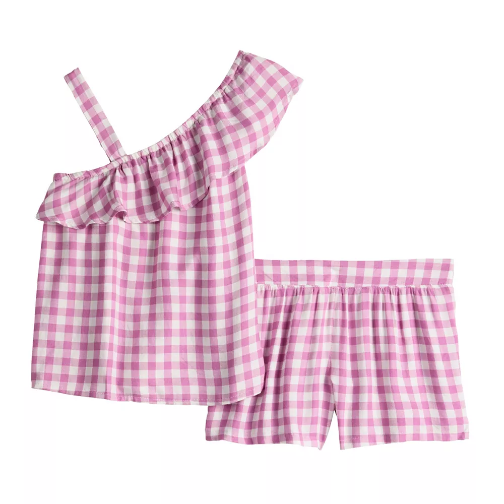 Girls 6-20 SO® One Shoulder Top & Shorts Set in Regular & Plus 1 Girls 6-20 SO® One Shoulder Top & Shorts Set in Regular & Plus