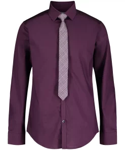 Boys 8-20 Van Heusen Button-Up Shirt & Tie Set -jumping beans shop 5663893 Purple Fig
