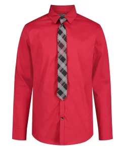 Boys 8-20 Van Heusen Button-Up Shirt & Tie Set -jumping beans shop 5663893 Roasted Rouge