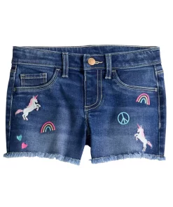 Girls 4-12 Jumping Beans® Embroidered Denim Shorts