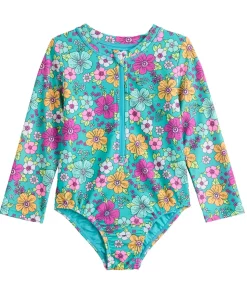 Toddler Girl Jumping Beans® 1-Piece Rash Guard Swimsuit