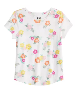 Girls 6-20 SO® Printed Tee in Regular & Plus Size -jumping beans shop 5842622 Cream Floral