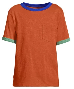 Boys 2-20 Lands' End Short Sleeve Slubbed Ringer Tee -jumping beans shop 5910406 Deep Clementine