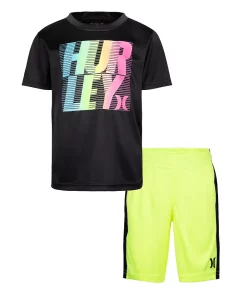 Boys 4-7 Hurley Rainbow Interlock Knit Top & Shorts Set
