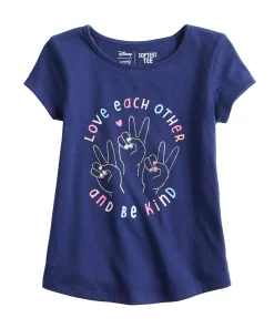 Toddler Girl Jumping Beans® Physical Adaptive Double-Layer Tee -jumping beans shop 6224818 Love Each Other Navy
